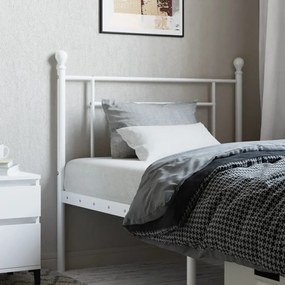 374416 vidaXL Tăblie de pat metalică, alb, 90 cm