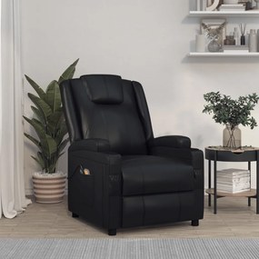 3073795 vidaXL Fotoliu de masaj electric, negru, piele ecologică