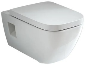 Set vas WC suspendat, rimless, forma dreptunghiulara, cu capac soft close din duroplast, alb, Geberit Selnova Square