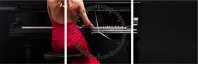 Tablou - Femeia cântând la pian (cu ceas) (90x30 cm)