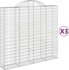 vidaXL Coșuri gabion arcuite 3 buc, 200x50x180/200 cm, fier galvanizat