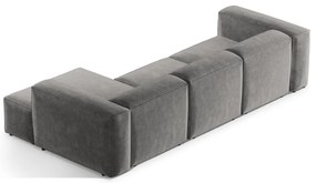 Colțar gri deschis cu tapițerie din catifea reiată (cu colț pe partea dreaptă/cu șezlong) Bergamo – Cosmopolitan Design