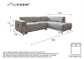 Colțar gri antracit extensibil/cu spațiu de depozitare (cu colț pe partea dreaptă/în formă de ”L”) Classy Sophie – Miuform