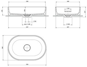 OMNIRES OVOUNTE - Lavoar pe blat OVO 55x36 cm dolomit/teracotă mată