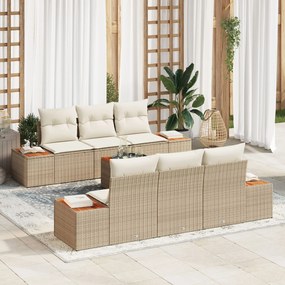 vidaXL Set de canapele de grădină cu 7 piese și perne bej din rattan poli și acacia
