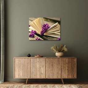 Tablou cu carte și floare violetă (70x50 cm)