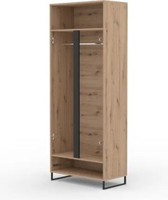 Dulap Two-door ARIA – 90x55x200 cm – Stejar Artisan / Negru