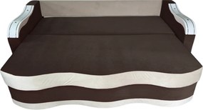 Canapea DIANA extensibila, 3 locuri, cu lada de depozitare, catifea crem cu maro , 220x100x80 Maro + Crem, Catifea