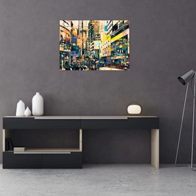 Tablou pe sticlă abstacțiunii pictate (70x50 cm)