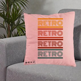 Perna Decorativa RETRO Text Multicolor, 40x40 cm, Roz, Husa Detasabila, Perna Inclusa, BEKZ®