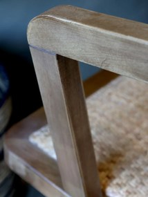 Scaun de birou, din lemn de mesteacan si rattan, natur, cu aspect vintage, Old French