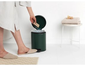 Cos de gunoi cu pedala Brabantia NewIcon 1003199, 5 L, Inchidere lina, Baza antiderapanta, Verde inchis