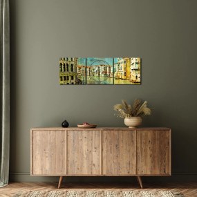 Tablou - Canalul de la Veneția și gondole (cu ceas) (90x30 cm)
