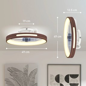 HOMCOM Ventilator de tavan cu lumină LED 40 W motor DC reversibil telecomandă 6 viteze 3 culori temporizator Teak | Aosom Romania