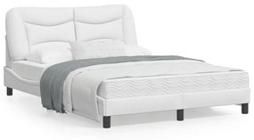 3213921 vidaXL Cadru de pat cu lumini LED, alb, 120x200 cm, piele ecologică