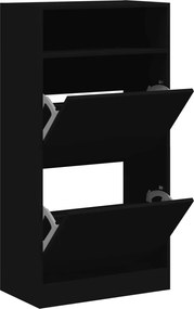 vidaXL Pantofar, negru, 60x34x116 cm, lemn compozit