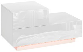Noptieră LED Modernă HOMCOM | 16 Culori RGB cu Telecomandă | 2 Sertare | PAL | 70x37x38 cm | Alb | Aosom Romania
