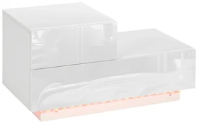 Noptieră LED Modernă HOMCOM | 16 Culori RGB cu Telecomandă | 2 Sertare | PAL | 70x37x38 cm | Alb | Aosom Romania