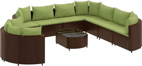 vidaXL Set canapele de grădină cu perne, 10 piese, maro, poliratan