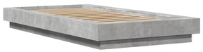 3281115 vidaXL Cadru de pat cu lumini LED gri beton 100x200 cm, lemn prelucrat