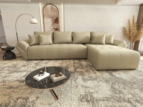 Colțar extensibil dumonde cu ladă de depozitare si sezut confortabil din spuma high-density, Berlin XL Enjoy Camel 350x185 cm II