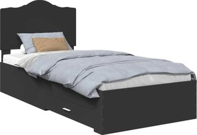 vidaXL Cadru de pat cu headboard Negru 70 x 190 cm Lemn compozit