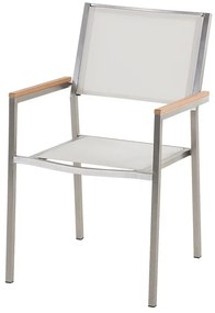 Set de masă pentru grădină Grosso (alb) (blat din sticlă 210x100 cm) (scaune albe). 1011752