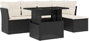 vidaXL Set mobilier de grădină cu perne, 6 piese, negru, poliratan