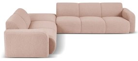 Colțar roz cu tapițerie din stofă bouclé (colț stânga) Molino – Micadoni Home