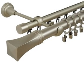 Galerie dubla malaga , teava neteda si profil,grosime 25 si 19mm, crom mat (Alege marime: 140 cm)