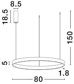 Lustra LED design circular cu iluminat sus si jos ELOWEN auriu, diametru 80cm