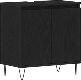 vidaXL Dulap pentru Chiuveta de Baie Stejar Negru 58 x 33 x 60 cm
