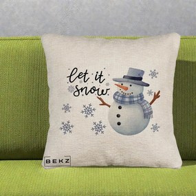 Perna Decorativa Let It Snow Om de Zapada, 40x40 cm, Bej Canapea, Husa Detasabila, Perna Inclusa, BEKZ®