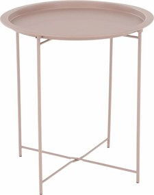 Masuta auxiliara cu tava detasabila RENDER, roz nude, metal, 47x47x50