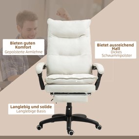 Vinsetto Scaun de birou cu funcție de masaj, Scaun de birou ergonomic cu funcție de rotație, înălțime reglabilă, din nailon, Crem | Aosom Romania