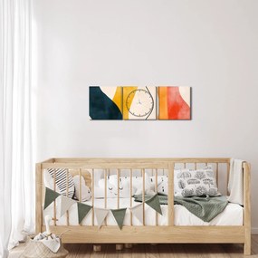 Tablou - Ilustrație colorată minimalistă II. (cu ceas) (90x30 cm)