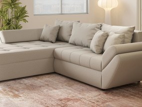 Colțar extensibil dumonde cu ladă de depozitare si sezut confortabil din spuma high-density, Loana Enjoy Bej 270x185 cm