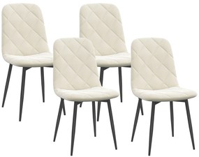 HOMCOM Set de 4 scaune de diningroom capitonate cu spătar înalt, picioare din oțel și material textil cu aspect de catifea, crem | Aosom Romania