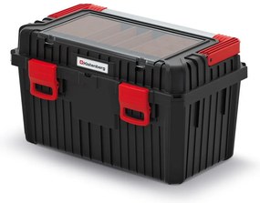 Cutie pentru scule cu maner metalic 58,5 x 36 x 33,7 cm, cu organizator, neagra