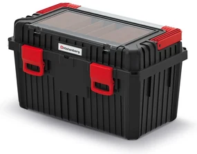 Cutie pentru scule cu maner metalic 58,5 x 36 x 33,7 cm, cu organizator, neagra