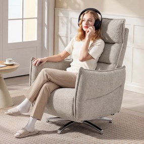 HOMCOM Fotoliu relax electric rotativ pentru adulți, fotoliu cu material aspect in și porturi de încărcare, bej | Aosom Romania