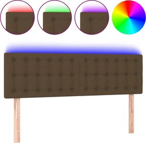 vidaXL Tăblie de pat cu LED, maro închis, 144x5x78/88 cm, textil