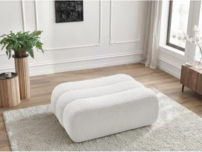 Taburet alb cu tapițerie din țesătură bouclé Azra – Bobochic Paris