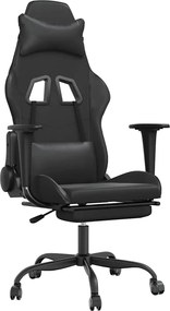 vidaXL Scaun de gaming cu masaj/suport picioare, negru, piele eco