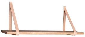 Raft din lemn cu suport din piele maro Casa Nordic Forno, 120 x 20 cm