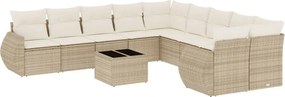 vidaXL Set canapele de grădină cu perne, 11 piese, bej, poliratan