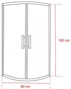 Cabină de duș curbată Spirit BAMBOO 80x80x180cm, fără cădiță de duș