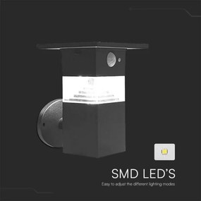 LED lampă solară de perete cu senzor, 2,5W, 3000K, IP54, 2200 mAh