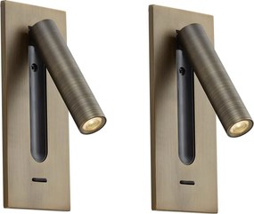 Set de 2 Aplice Moderne Bronz Închis Incl. LED - Plaza