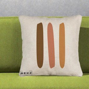 Perna Decorativa Abstract Linii Terracotta, 40x40 cm, Bej Canapea, Husa Detasabila, Perna Inclusa, BEKZ®
